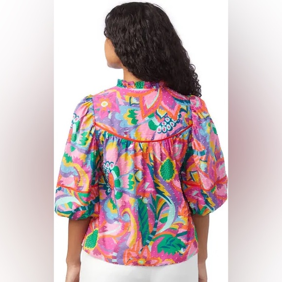 CROSBY by Mollie Burch Rosie Heat Waves Tropical Cotton Blouse - Picture 9 of 9